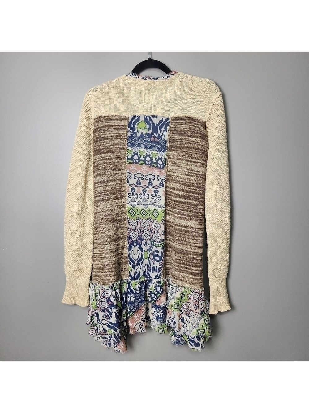 BKE Long Chiffon Ruffle Trimmed Cardigan Size Medium - Picture 7 of 11